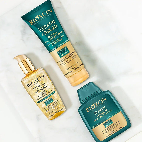 Bioxcin Keratin & argan shampoo, oil & hair conditioner