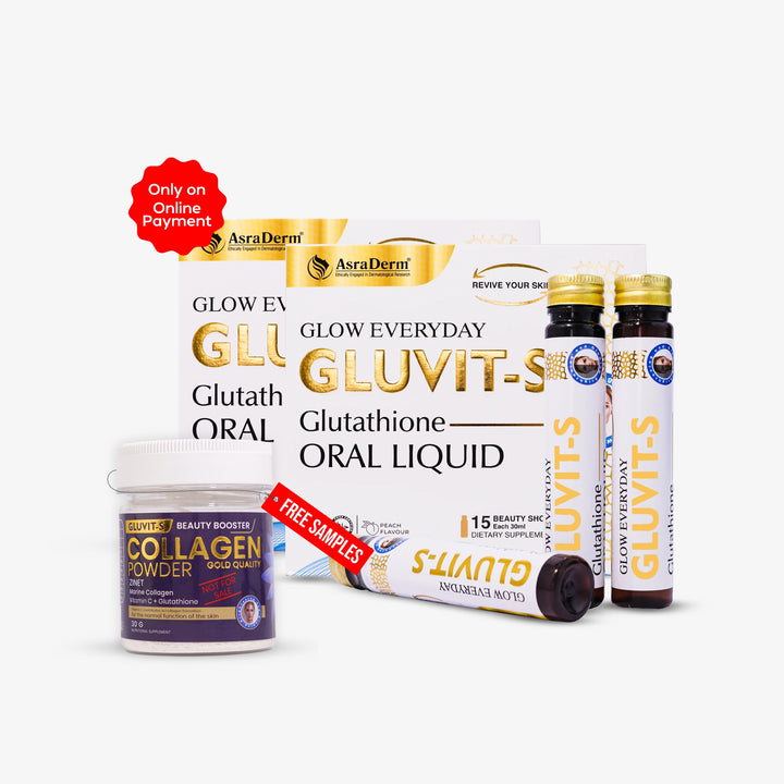 Buy 2 Gluvit-s Glutathione Oral Liquid at discounted price Get Free Collagen Powder Sample