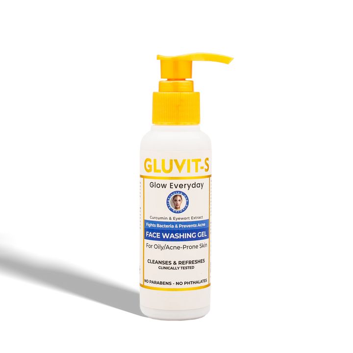 Gluvit-s Face wash with Curcumin & Eyewort Extract Prevents Acne & Pimples For Oily & Acne Prone Skin