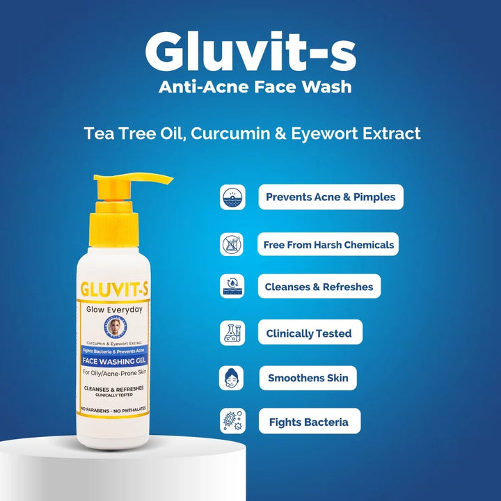 gluvit-s face ash gel best for oily & acne prone skin