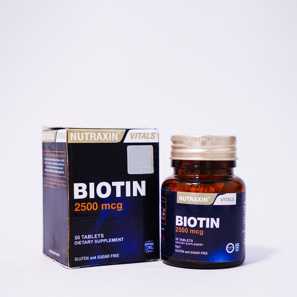 Nutraxin Biotin 2500mcg: Support Hair, Skin & Nails health and healing.